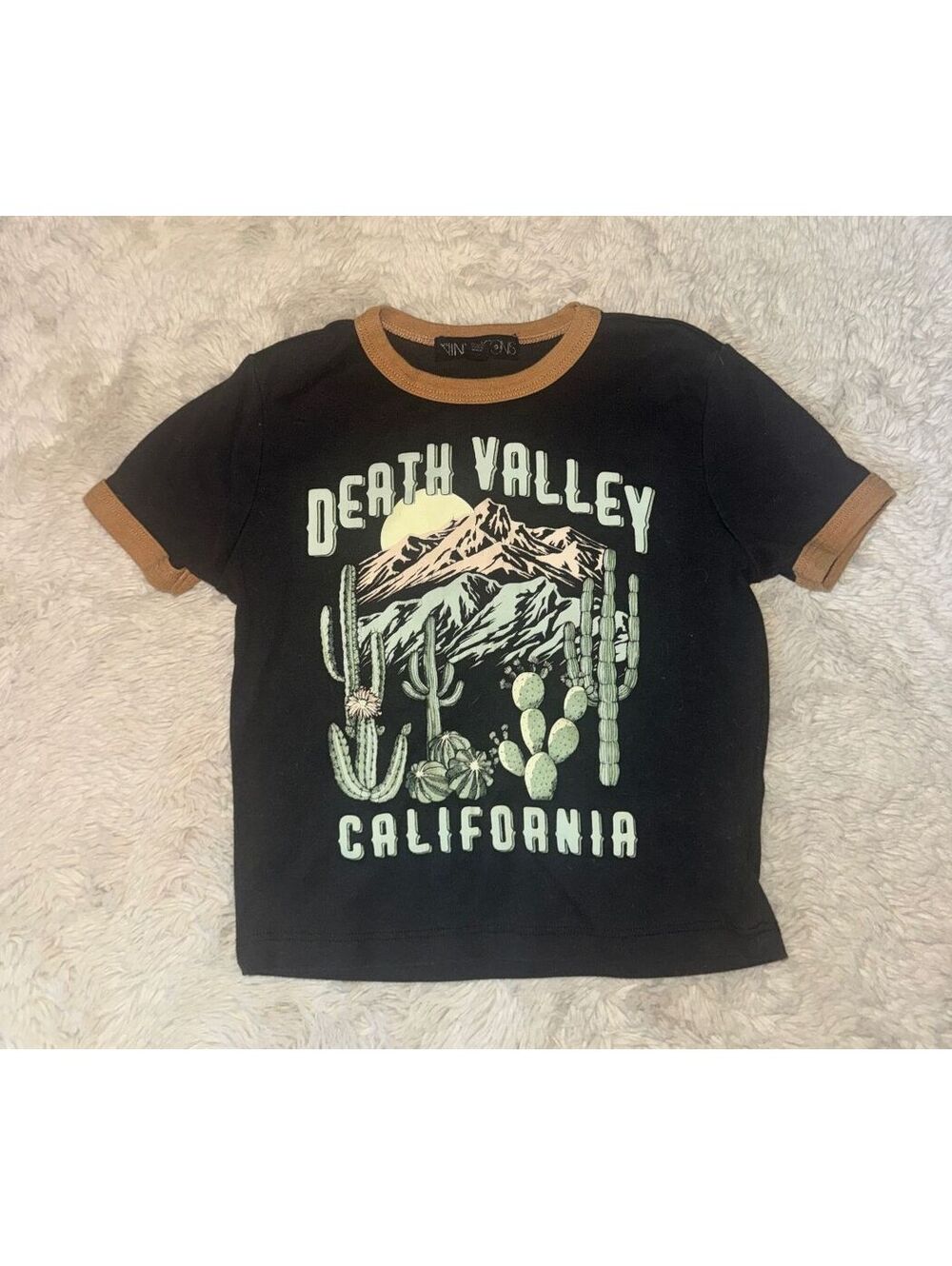 Vinyl Icon Death Valley California Baby Tee XS Desert Graphic Ringer T-Shirt Y2K
